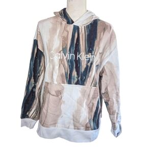 Calvin Klein Relaxed Fit Unisex Ocean Marble Pullover Hoodie Size S